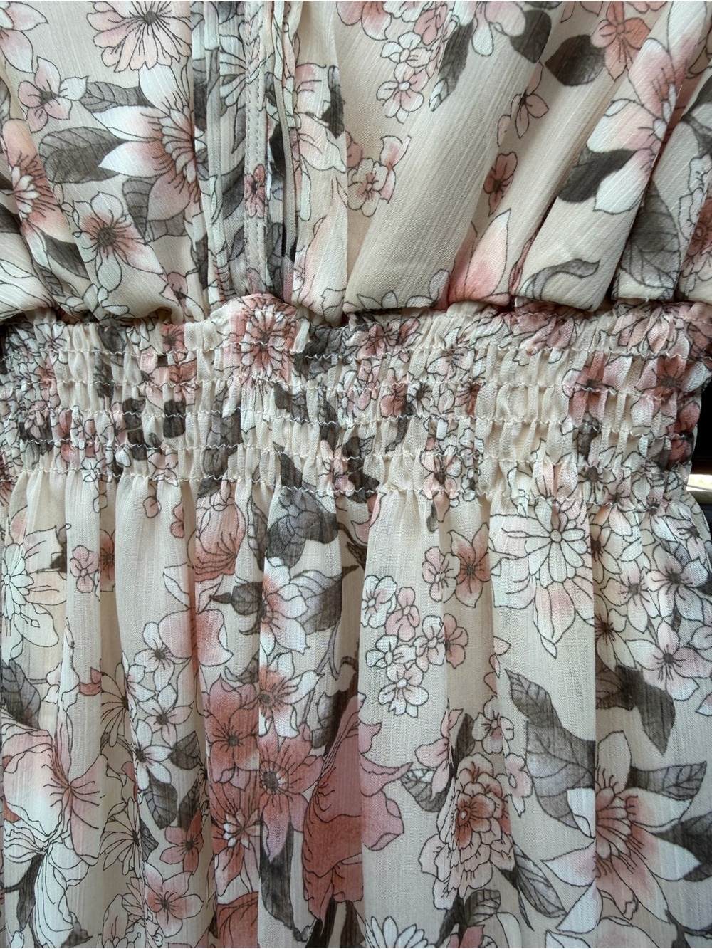 En Focus sz 6P Floral V-Neck Maxi Dress in Blush Half Sleeve- Boho Fairy - Picture 5 of 9